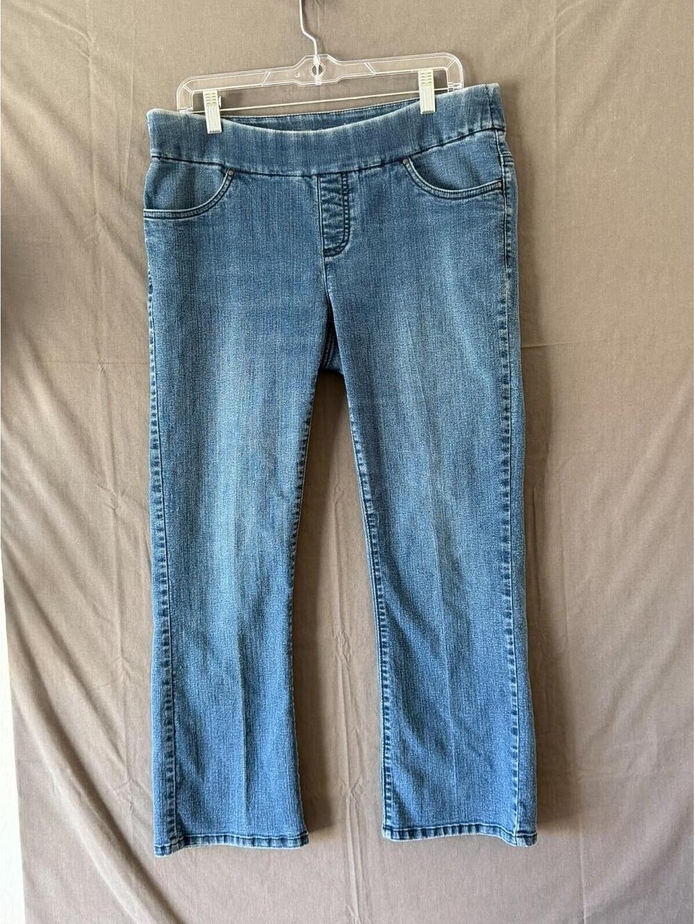 Lee StyleUp Pull On Jeans Womens 12 Petite Blue Bootcut Comfort Stretch